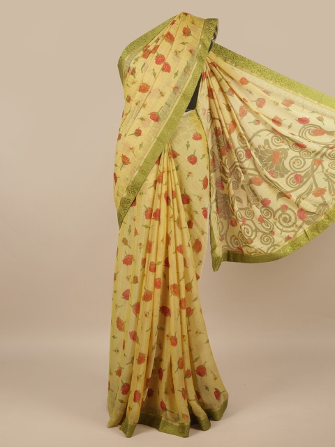 

Pothys Yellow & Green Floral Printed Saree