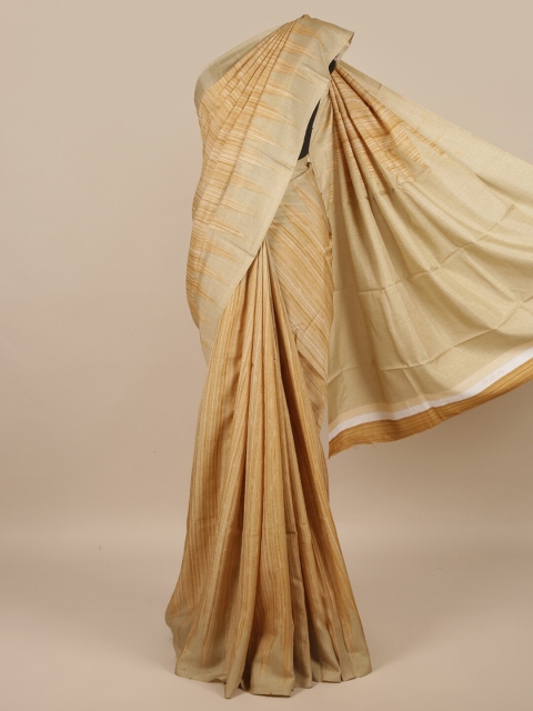 

Pothys Cream-Coloured & Tan Abstract Printed Saree