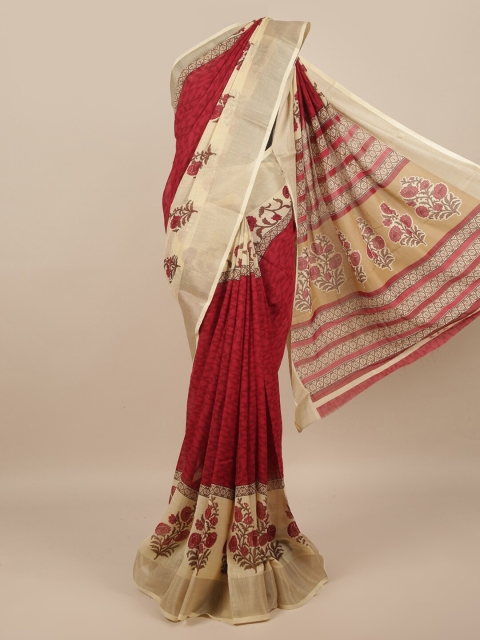 

Pothys Brown & Maroon Floral Saree