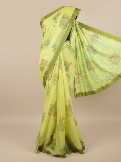 

Pothys Green & Yellow Floral Saree