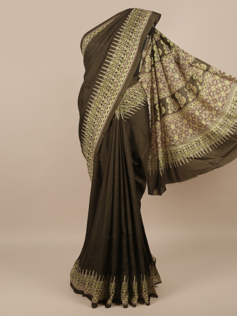 

Pothys Green & Brown Ethnic Motifs Saree