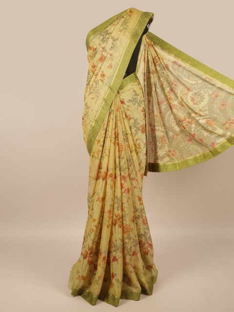 

Pothys Green & Brown Floral Saree