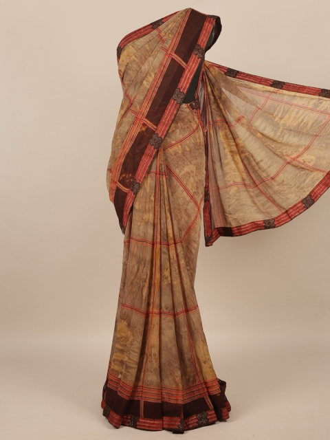 

Pothys Brown & Red Abstract Printed Saree