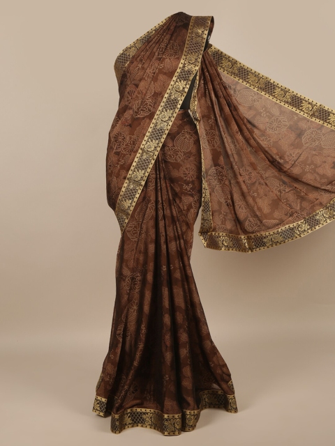 

Pothys Brown & Gold-Toned Floral Saree