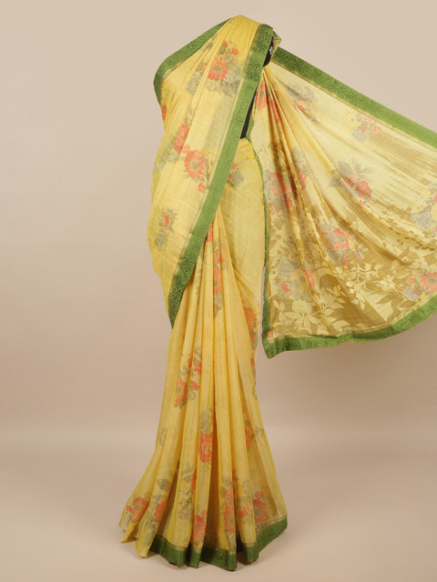 

Pothys Yellow & Orange Floral Saree