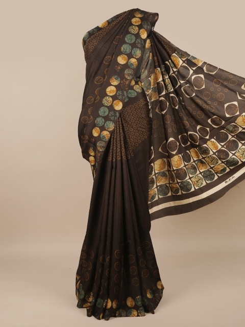 

Pothys Brown & Yellow Geometric Printed Saree