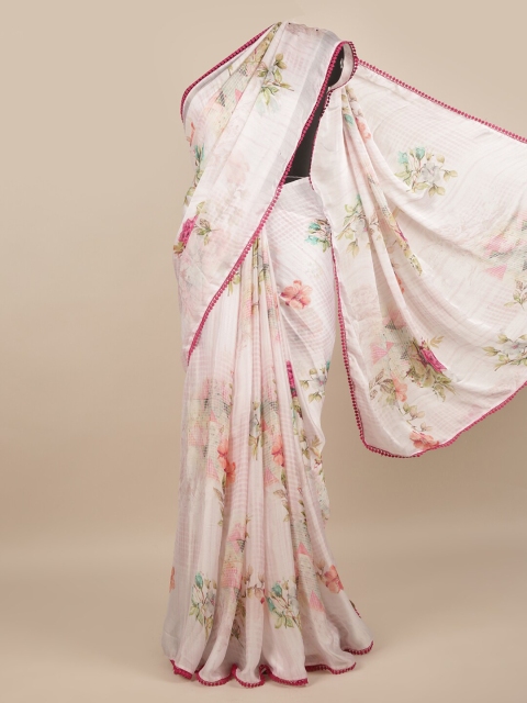

Pothys Pink & White Floral Saree