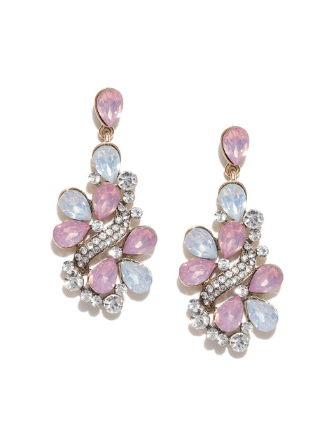 

DressBerry Pink & Blue Stone-Studded Drop Earrings