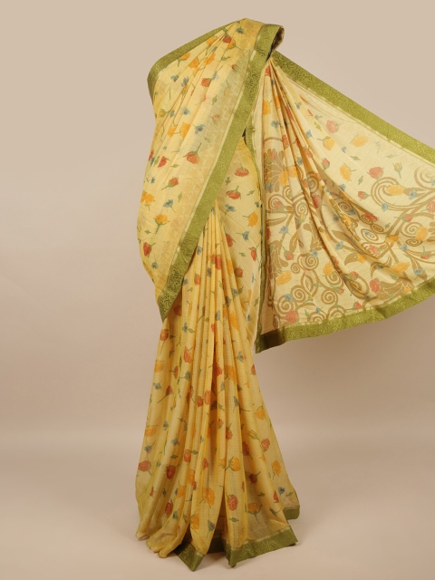 

Pothys Cream-Coloured & Red Floral Saree