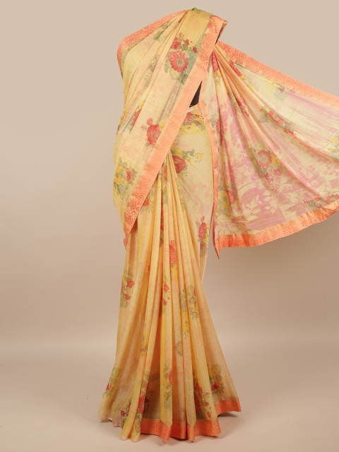 

Pothys Peach-Coloured & Orange Floral Saree