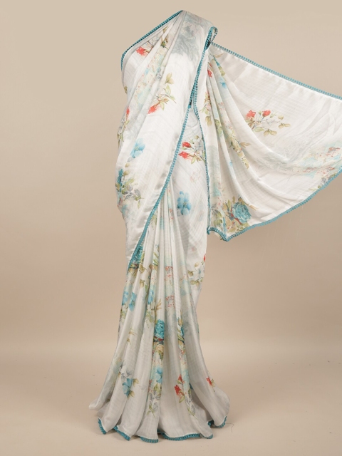 

Pothys White & Blue Floral Saree