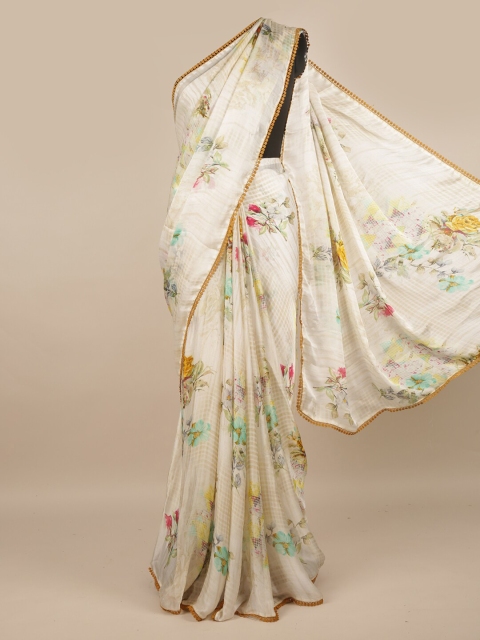 

Pothys White & Pink Floral Saree