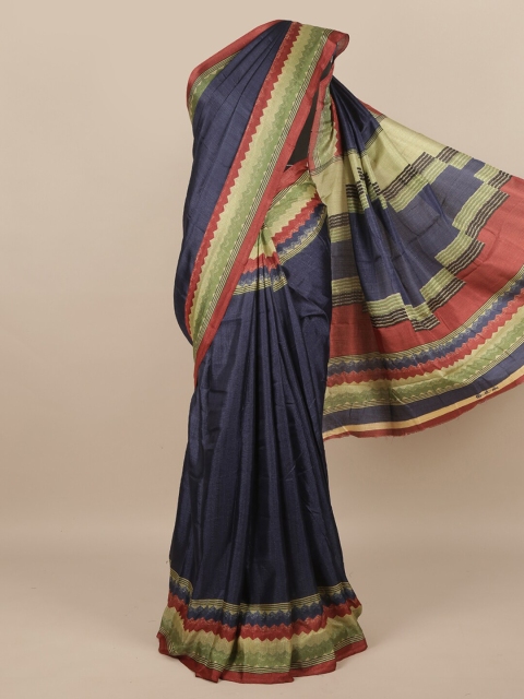 

Pothys Blue & Red Solid Saree