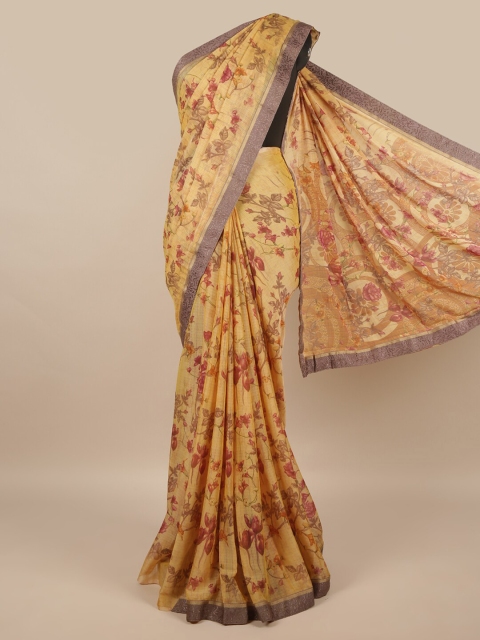 

Pothys Cream-Coloured & Red Floral Saree
