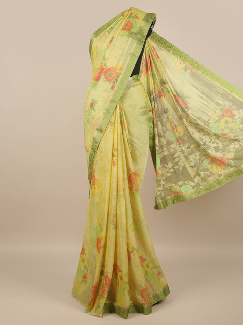 

Pothys Green & Red Floral Saree