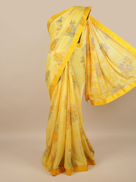 

Pothys Yellow & Grey Floral Saree