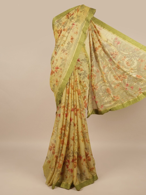 

Pothys Green & Brown Floral Printed Saree