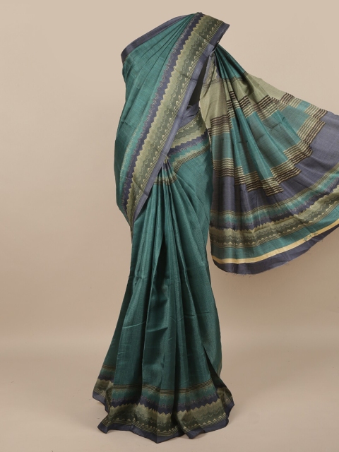 

Pothys Blue & Green Geometric Printed Saree