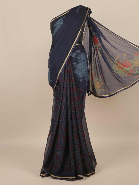 

Pothys Blue & Red Floral Saree
