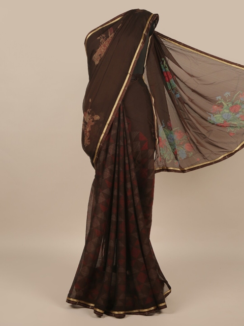 

Pothys Brown & Blue Floral Saree