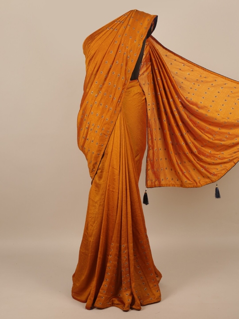 

Pothys Mustard & Silver-Toned Saree