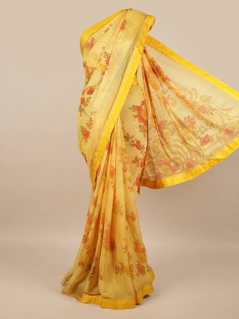 

Pothys Mustard & Orange Floral Saree