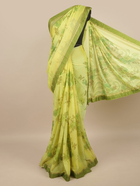 

Pothys Green & Yellow Floral Saree