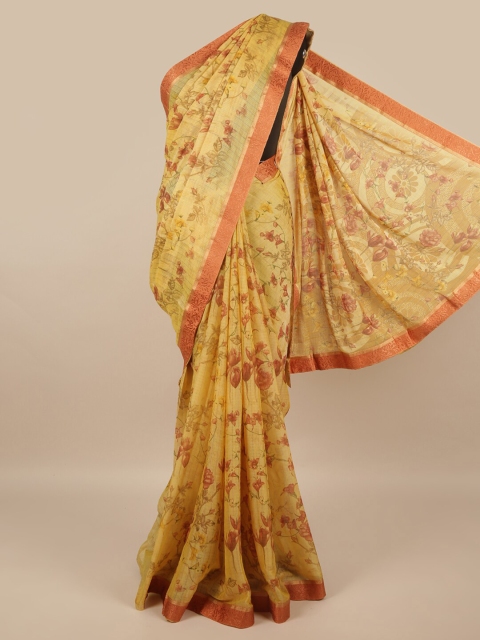 

Pothys Cream-Coloured & Red Floral Saree