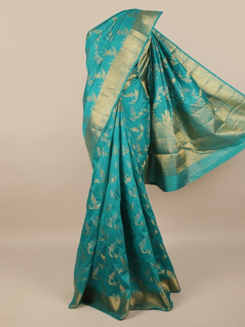 

Pothys Green & Gold-Toned Woven Design Zari Jute Silk Saree