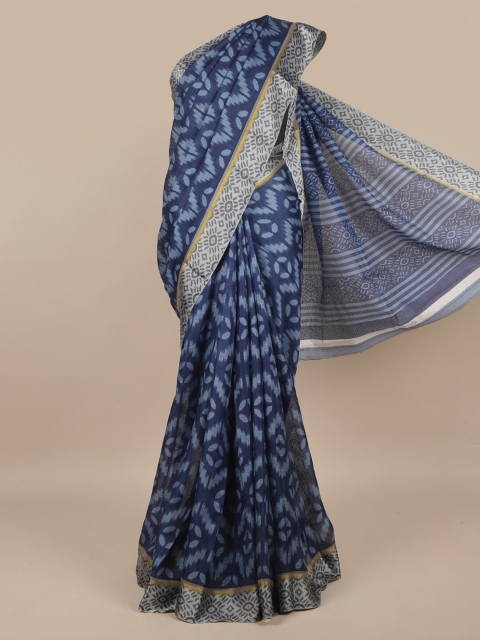 

Pothys Blue & Grey Ethnic Motifs Saree