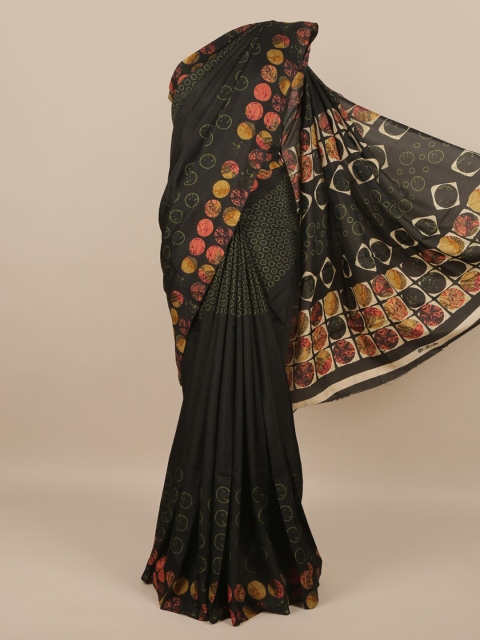 

Pothys Black & Tan Printed Saree