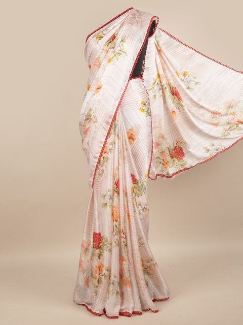 

Pothys White & Green Floral Saree