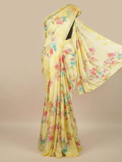 

Pothys Yellow & Blue Floral Saree