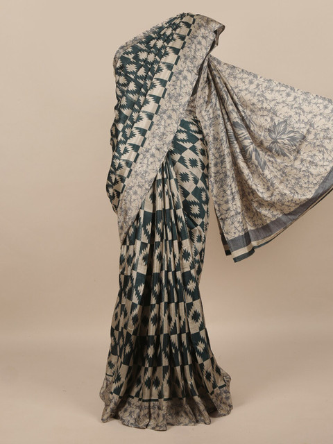 

Pothys Grey & Beige Geometric Printed Saree