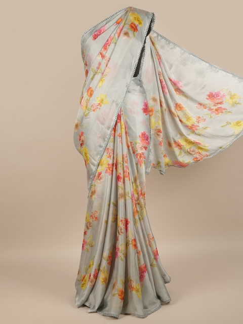 

Pothys Grey & Yellow Floral Saree