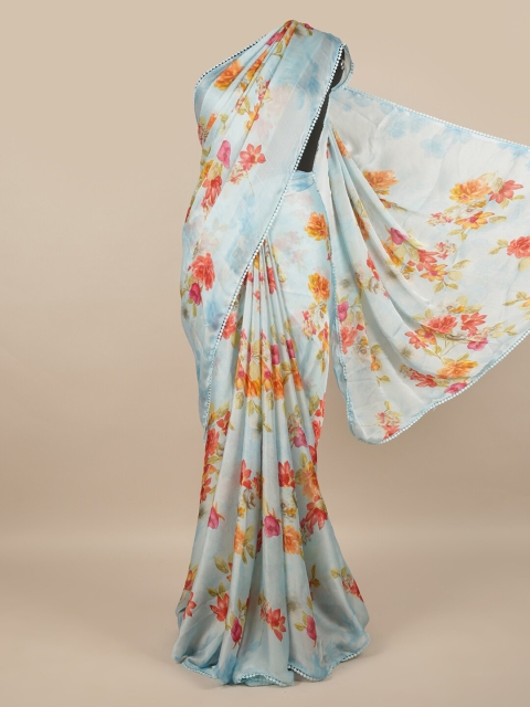 

Pothys Blue & Orange Floral Saree