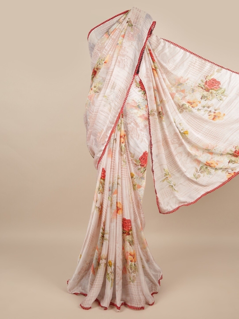 

Pothys White & Red Floral Saree