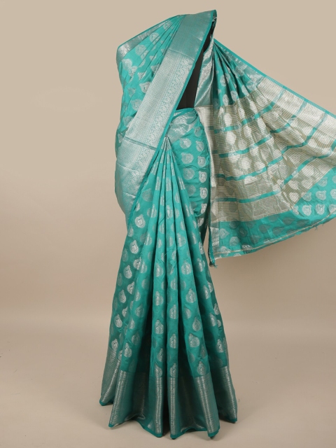 

Pothys Blue & Silver-Toned Woven Design Zari Jute Silk Saree