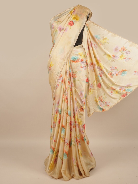 

Pothys Cream-Coloured & Red Floral Saree