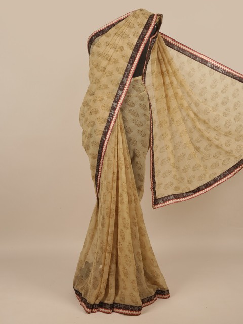 

Pothys Cream-Coloured & Brown Ethnic Motifs Saree