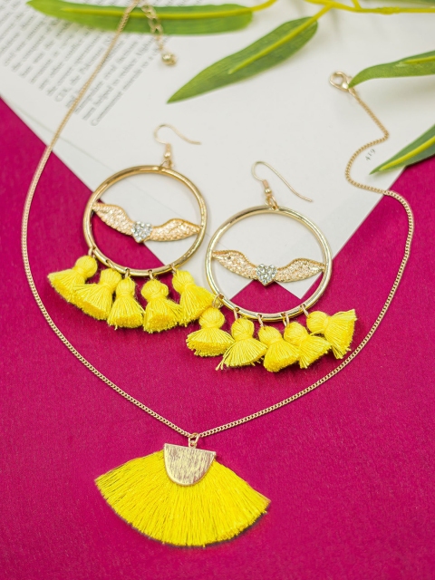 

Bellofox Gold-Toned & Yellow Western Jewellery Set