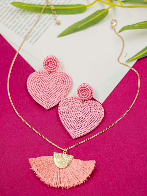 

Bellofox Gold-Toned & Pink Western Jewellery Set