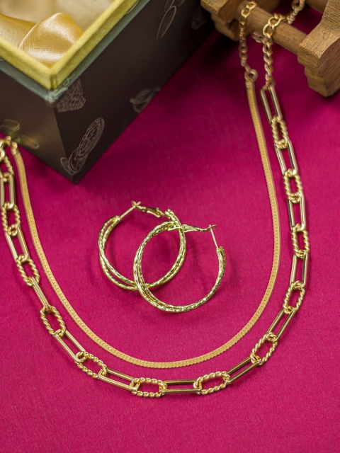 

Bellofox Women Gold Necklace & Earring Combo
