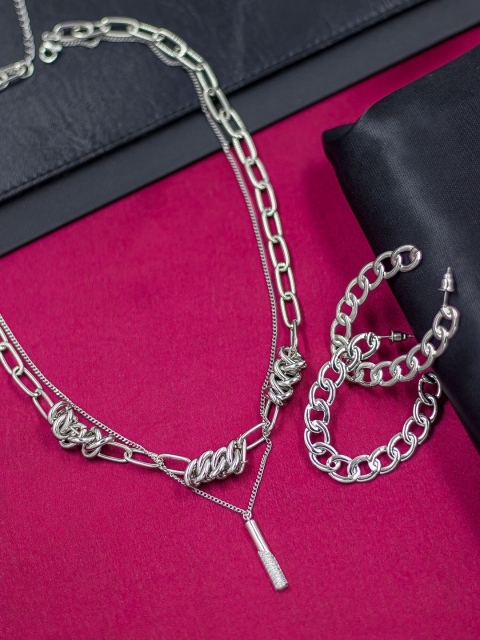 

Bellofox Women Silver-Toned Necklace & Earring Set