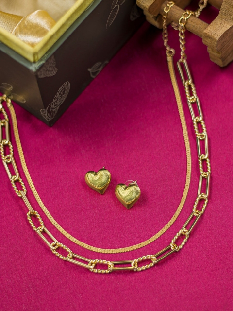 

Bellofox Women Gold Necklace & Earring Combo