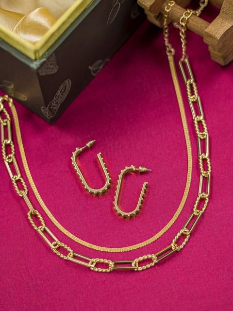 

Bellofox Women Gold-Toned Necklace & Earrings Set