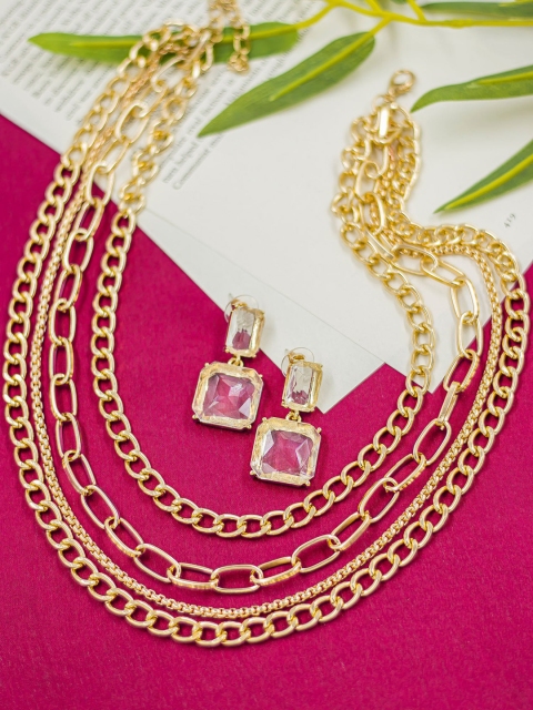 

Bellofox Gold-Toned Necklace & Earring Combo