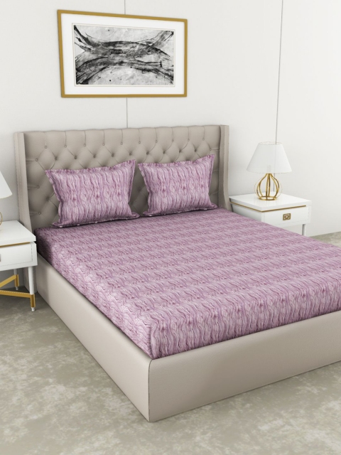 

BIANCA Purple 144 TC King Pure Cotton Bedsheet with 2 Pillow Covers