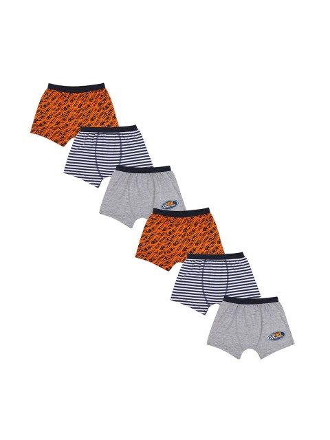 

Red Rose Boys Pack Of 6 Printed Cotton Boxer-Style Briefs, Grey