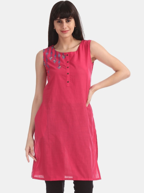 

Karigari Women Pink Sleeveless Printed Kurta